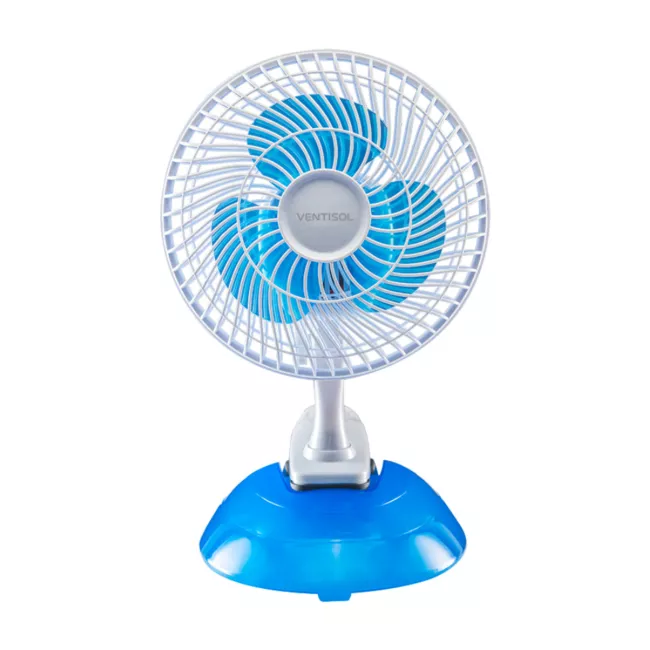 Mini Ventilador de Mesa Ventisol 20cm com Base ou Clip Branco/Azul 127V